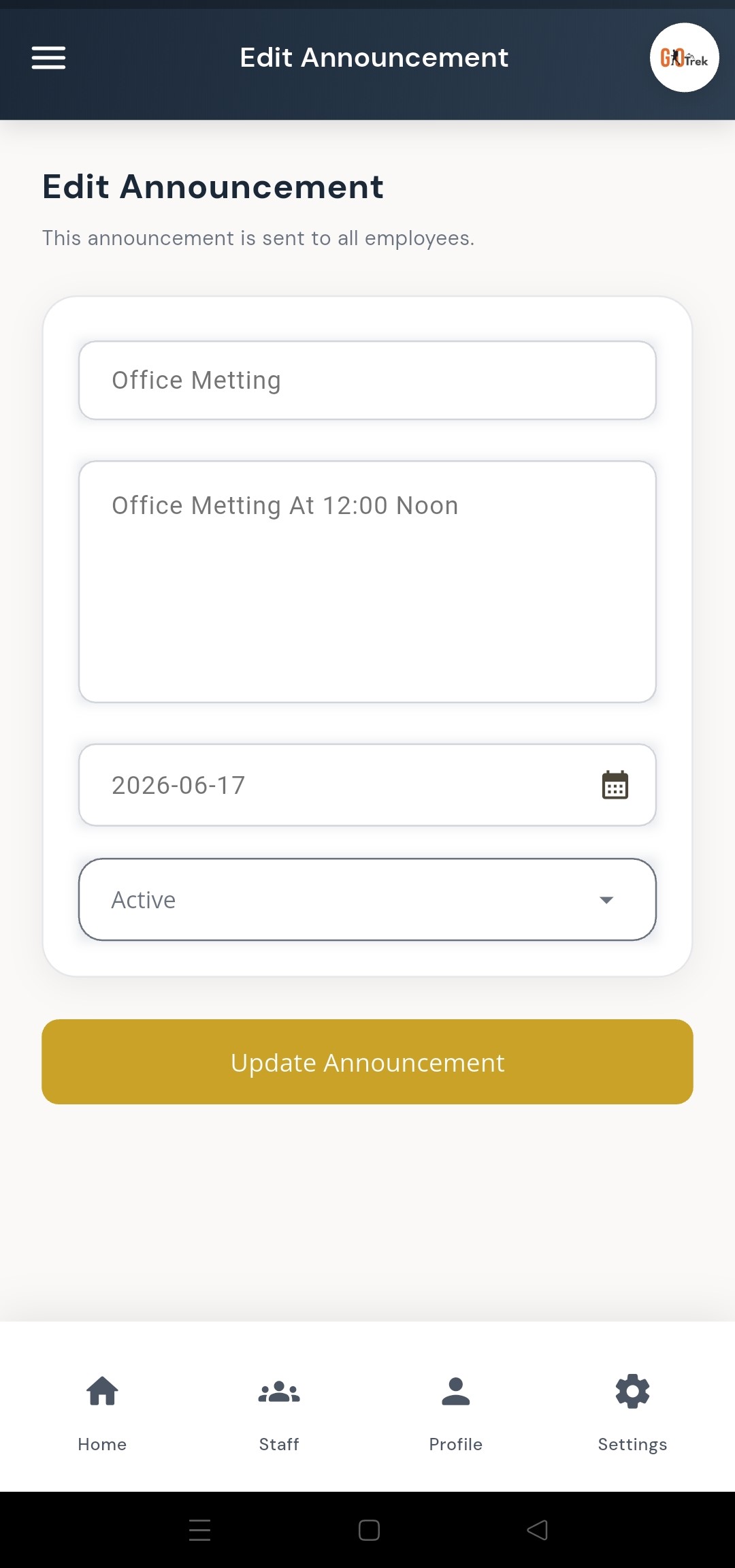 PayrollX employer app update announcement form