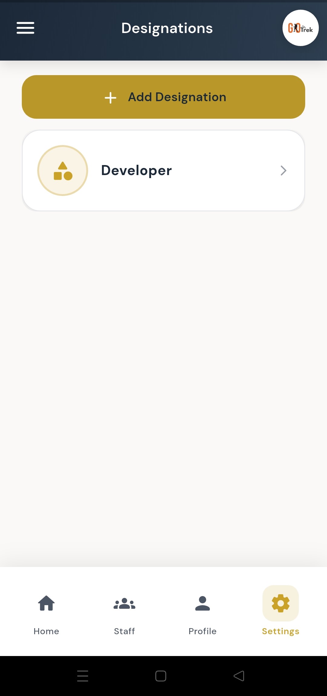 PayrollX employer app manage designations list