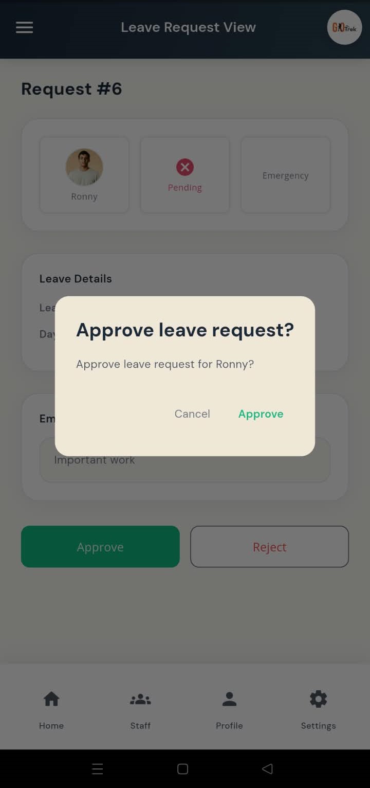 PayrollX employer app approved leave confirmation